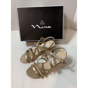 Nina Woman's Gold strappy Heel Size 8.5M New In Box